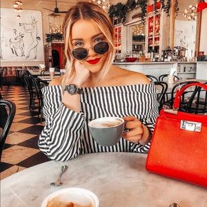 Tops - Striped off the shoulder top - Storets Tops - Striped off the shoulder top - Storets